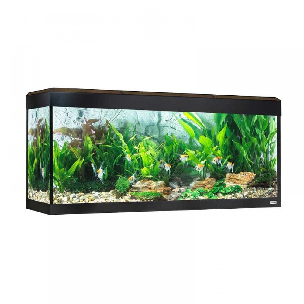 AQUARIO ROMA 240LT COM ILUMINAÇÃO LED BLUETOOTH NOGUEIRA + MESA EM NOGUEIRA