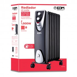 RADIADOR SEM ÓLEO 500 / 1000 / 1500 W COM 8 ELEMENTOS MODELO BLACK EDITION