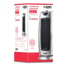 AQUECEDOR DE TORRE CERÂMICO OSCILANTE MODELO PRATA 1000 - 2000 W