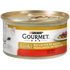PURINA GATO GOURMET GOLD PEDACINHOS EM MOLHO CARNE DE VACA  -85GR