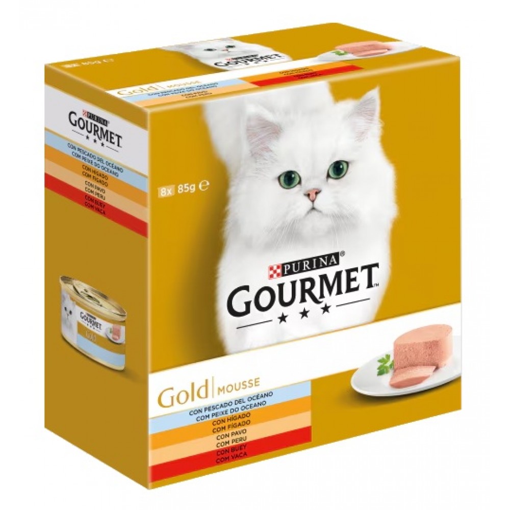 PURINA GATO GOURMET GOLD MOUSSE PEIXE DO OCEANO (8X85GR)