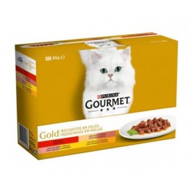 PURINA GATO GOURMET GOLD PEDACINHOS EM MOLHO (12X85GR)