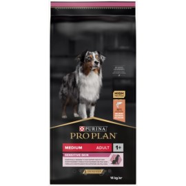 PRO PLAN CAO SENSITIVE SKIN  MEDIUM ADULTO SALMÃO 14KG