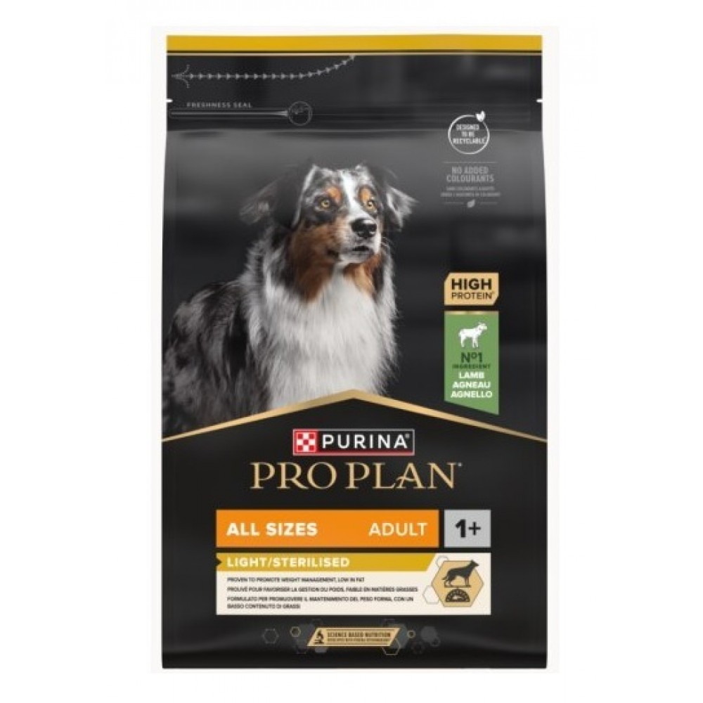 PRO PLAN CAO LIGHT ESTERILIZADO ALL SIZE ADULTO BORREGO 3KG