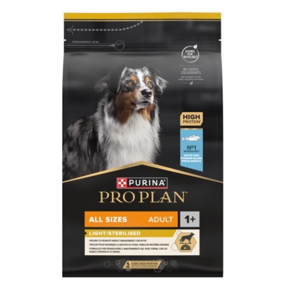 PRO PLAN CAO LIGHT ESTERILIZADO ALL SIZE ADULTO PEIXE DO OCEANO 3KG