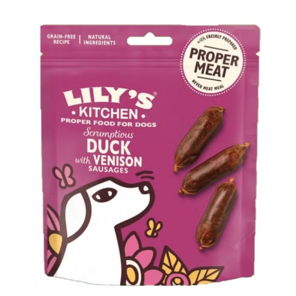 LILY`S KITCHEN  CÃO - SALSICHAS DE PATO COM VEADO -  70G
