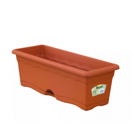 FLOREIRA COM PRATO INTEGRADO COR TERRACOTA 50 x 20 cm