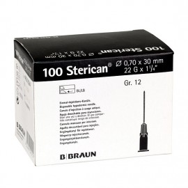 AGULHA DESCARTAVEL G22 0.7X30 MM PRETA STERICAN - (caixa 100 unidades)
