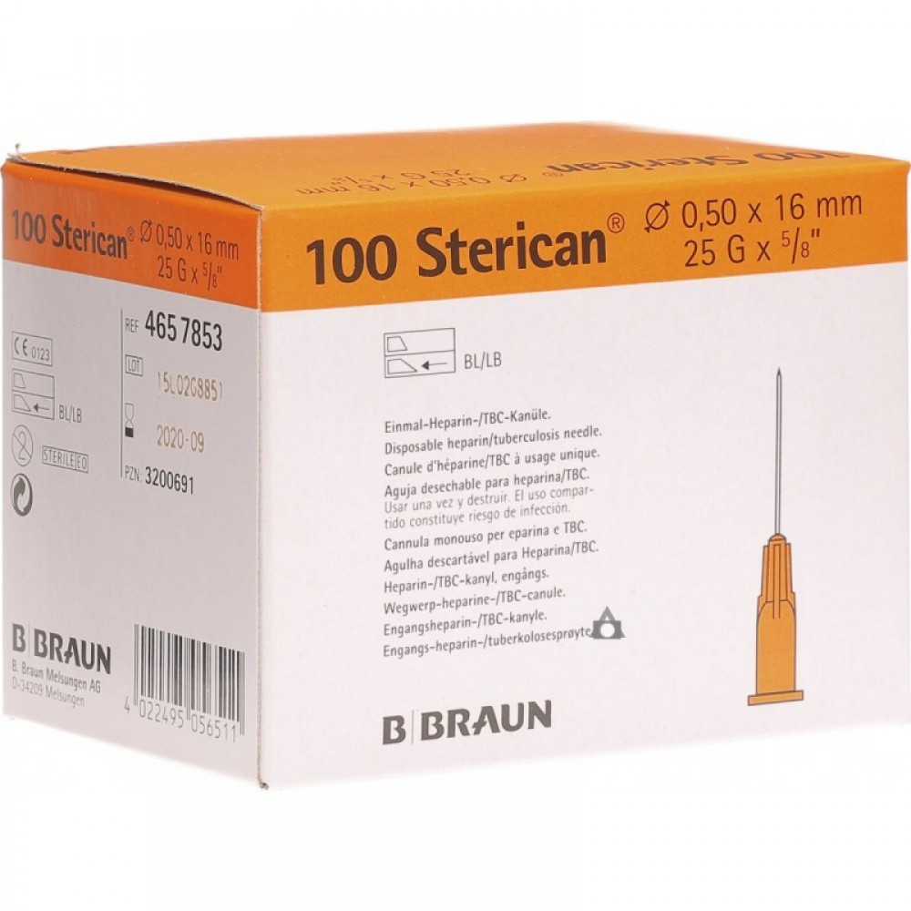 AGULHA DESCARTAVEL G25 0.5X25MM LARANJA STERICAN - (caixa 100 unidades)