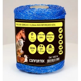 ROLO DE FIO CERCA REFORÇADO 6 CONDUTORES 0.2MM AZUL- 200 MT