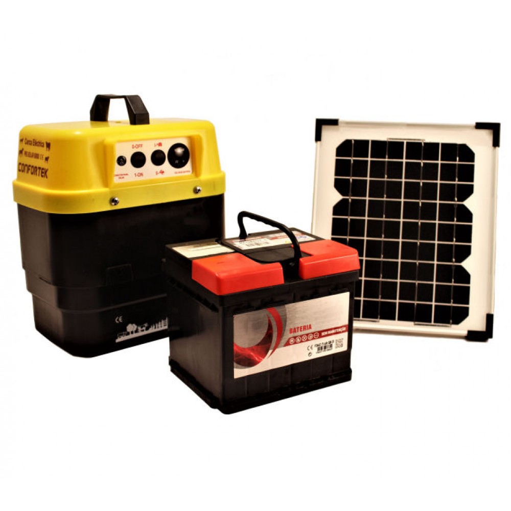 CONFORTEK CERCA ELÉCTRICA SOLAR 6000X C/ PAINEL 10W+ BATERIA 12V