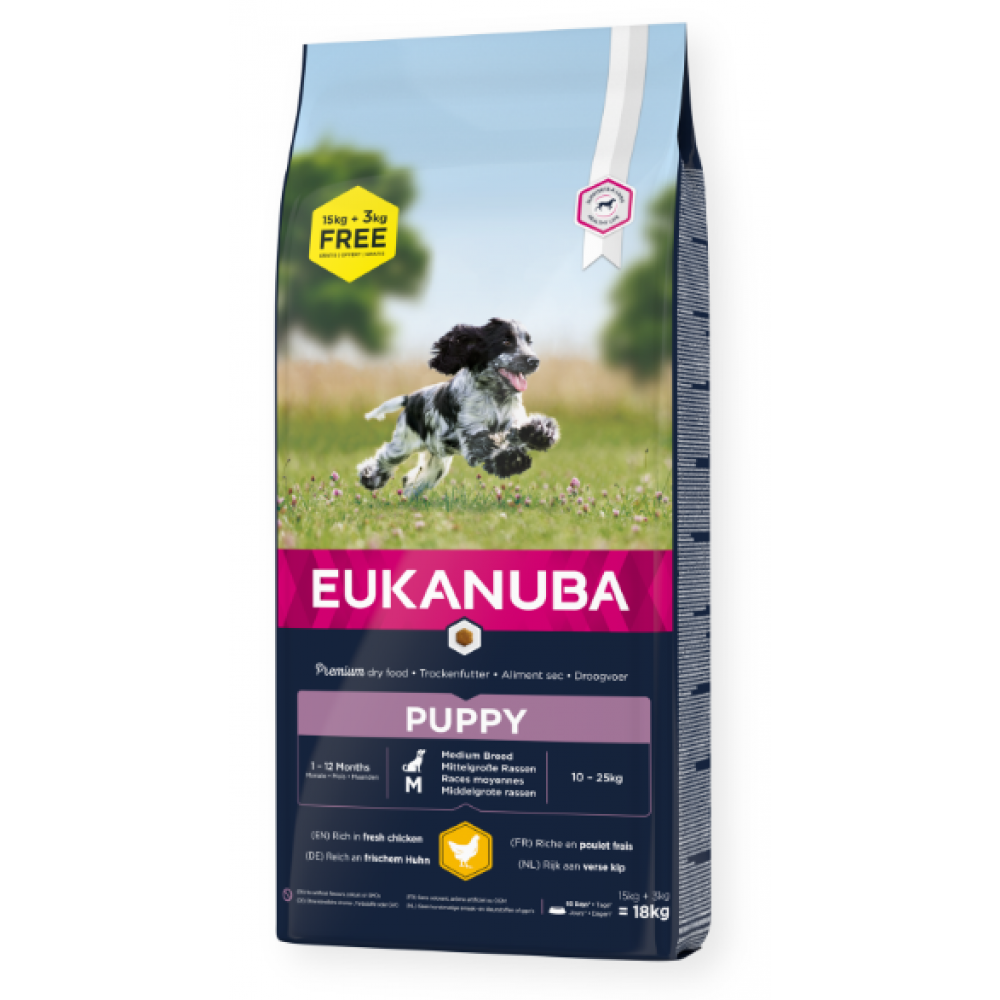 EUKANUBA BREEDER CAO PUPPY RAÇAS MEDIAS  18KG