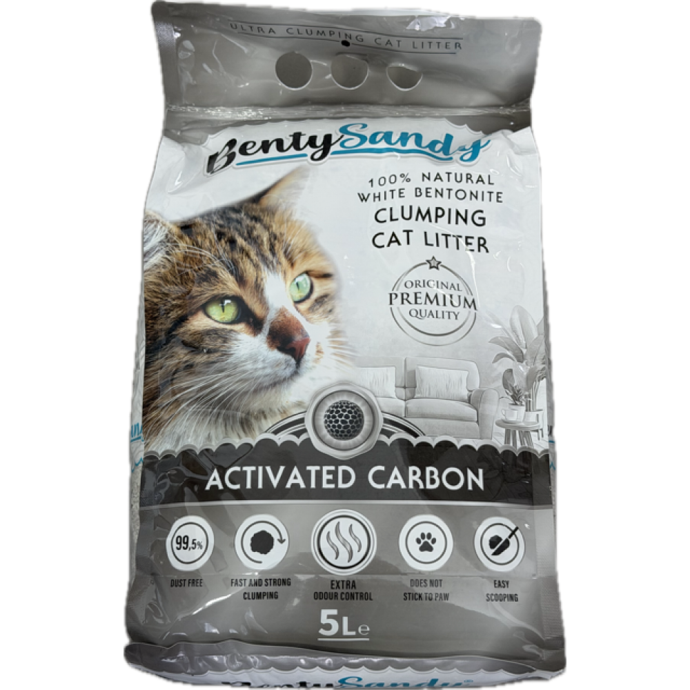 AREIA P/ GATOS BENTYSANDY SUPER AGLOMERANTE CARVAO  - 5LT / 4 KG