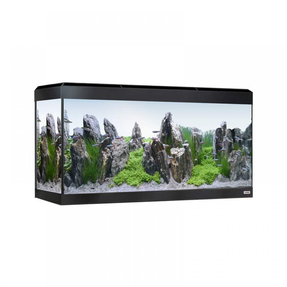 AQUARIO PRETO ROMA 200LT COM ILUMINAÇÃO LED BLUETOOTH + MESA PRETA