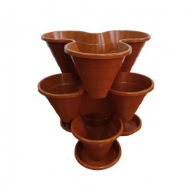 KIT VASOS HORTO VERTICAL ECO 3BT5L CASTANHO