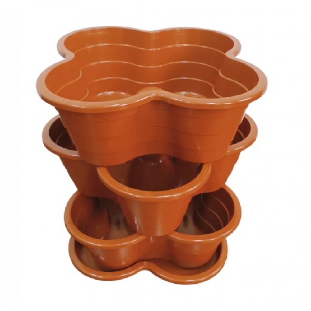 KIT VASOS HORTO VERTICAL ECO 3BX6L CASTANHO
