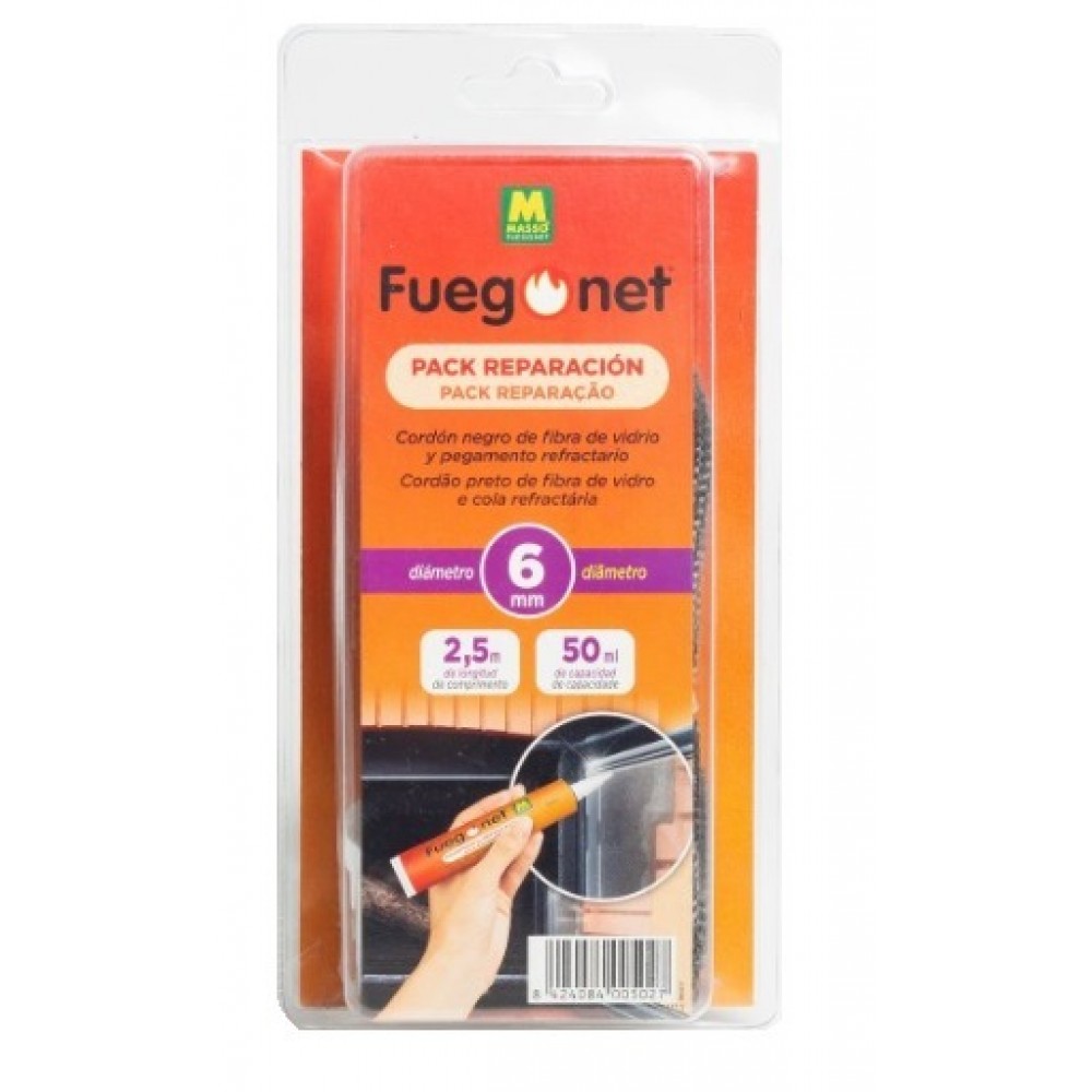 FUEGONET PACK DE REPARAÇÃO CORDÃO 6MM E COLA REFRATÁRIA 50ML