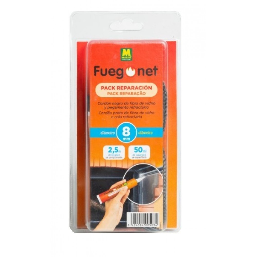 FUEGONET PACK DE REPARAÇÃO CORDÃO 8MM E COLA REFRATÁRIA 50ML