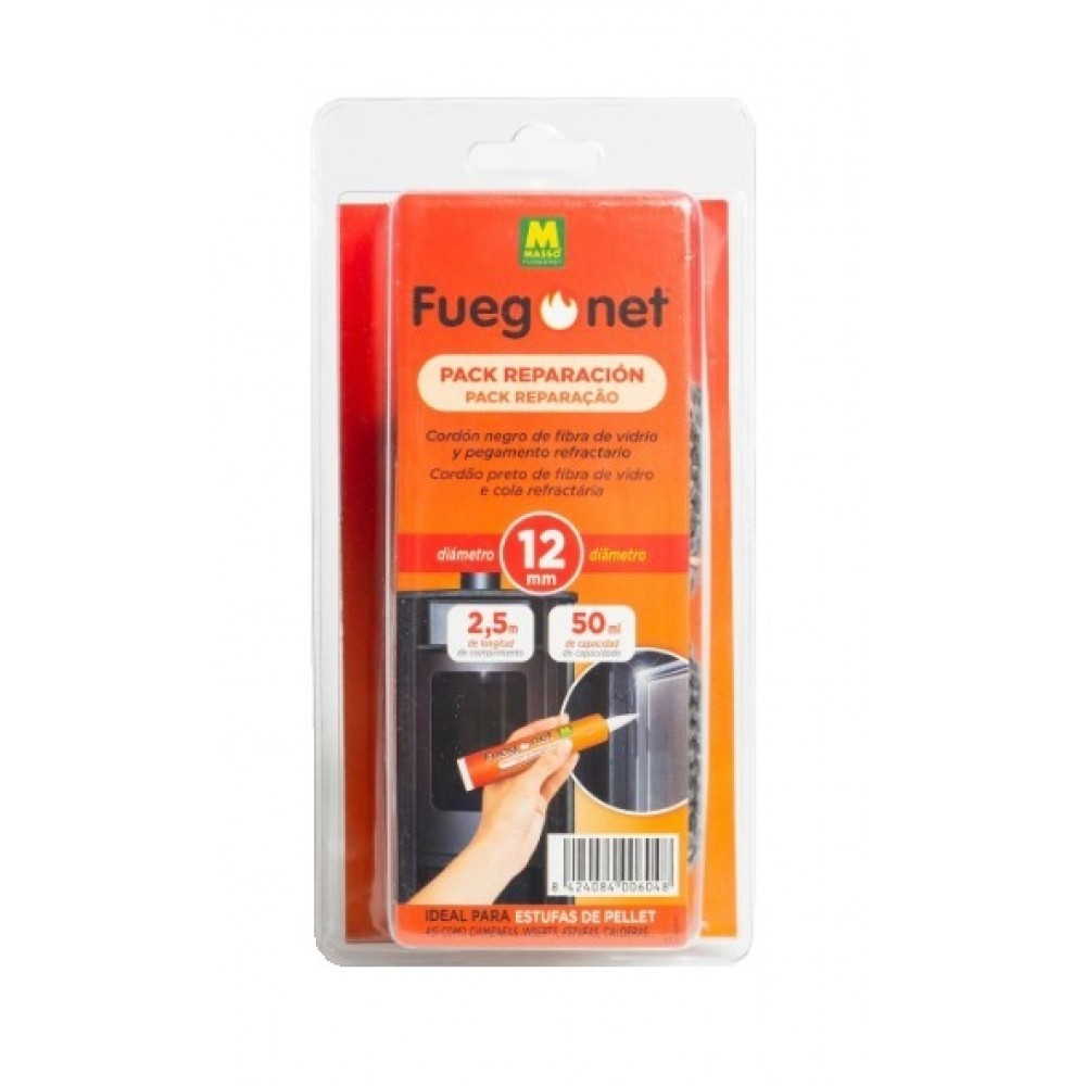 FUEGONET PACK DE REPARAÇÃO CORDÃO 12MM E COLA REFRATÁRIA 50ML