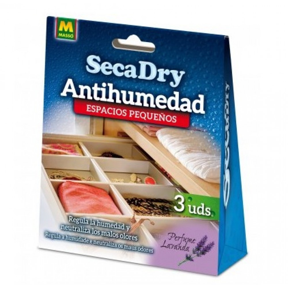 SECADRY ANTI HUMIDADE PACK 3 UNIDADES SAQUETAS PARA ESPAÇOS PEQUENOS 30G