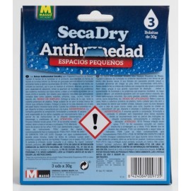 SECADRY ANTI HUMIDADE PACK 3 UNIDADES SAQUETAS PARA ESPAÇOS PEQUENOS 30G