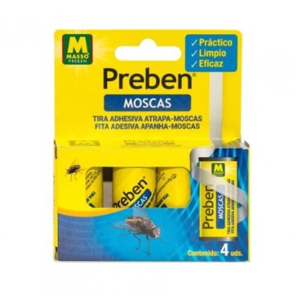 PREBEN FITA ADESIVA APANHA-MOSCAS 4 UNIDADES