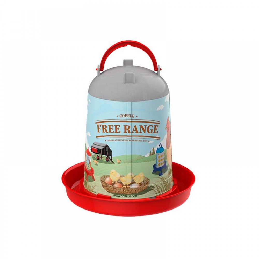 BEBEDOURO FRANGOS FREE-RANGE PLASTICO VERMELHO 5 LT