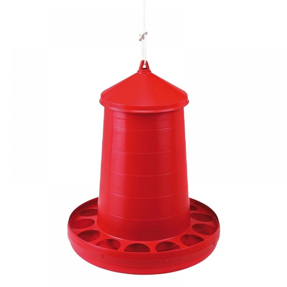 COMEDOURO PLASTICO DE AVES 16KG VERMELHO