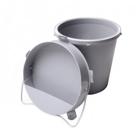BEBEDOURO DE AVES EM BALDE PLASTICO CINZA 5,5 LITROS