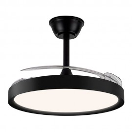 VENTOINHA DE TETO LED 3CCT COM PÁS RETRÁTEIS, POLARIS, 43 W, 4430 lm, PRETO, LÂMINAS Ø106 cm, TECTO Ø48,5 cm, ALTURA 32 - 42 cm