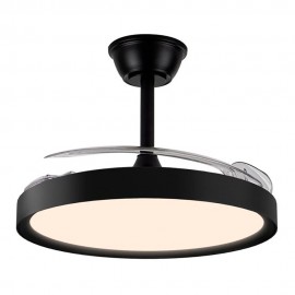VENTOINHA DE TETO LED 3CCT COM PÁS RETRÁTEIS, POLARIS, 43 W, 4430 lm, PRETO, LÂMINAS Ø106 cm, TECTO Ø48,5 cm, ALTURA 32 - 42 cm