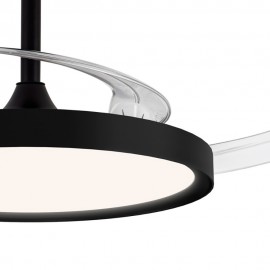 VENTOINHA DE TETO LED 3CCT COM PÁS RETRÁTEIS, POLARIS, 43 W, 4430 lm, PRETO, LÂMINAS Ø106 cm, TECTO Ø48,5 cm, ALTURA 32 - 42 cm