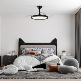VENTOINHA DE TETO LED 3CCT COM PÁS RETRÁTEIS, POLARIS, 43 W, 4430 lm, PRETO, LÂMINAS Ø106 cm, TECTO Ø48,5 cm, ALTURA 32 - 42 cm