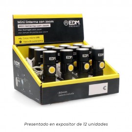 MINI LANTERNA COM ZOOM 1 LED 120Lm/40Lm/ FLASH 9.000K RECARREGÁVEL COM USB.