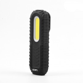 LANTERNA DE TRABALHO LED RECARREGÁVEL COM USB. COM GANCHO + ÍMÃ + SUPORTE. COB 5W 300 Lm / 3W 90 Lm