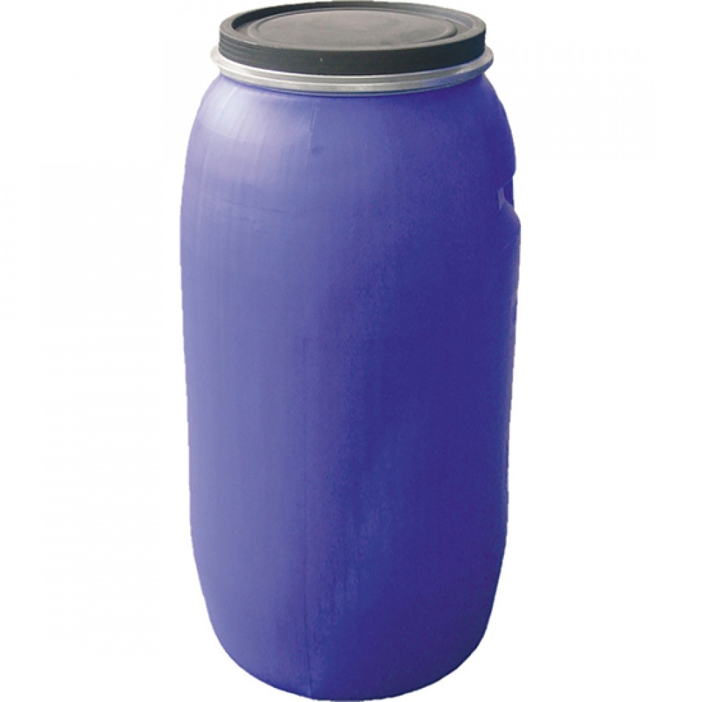 DEPOSITO PLASTICO 125 LITROS AZUL COM TAMPA E ANEL METALICO