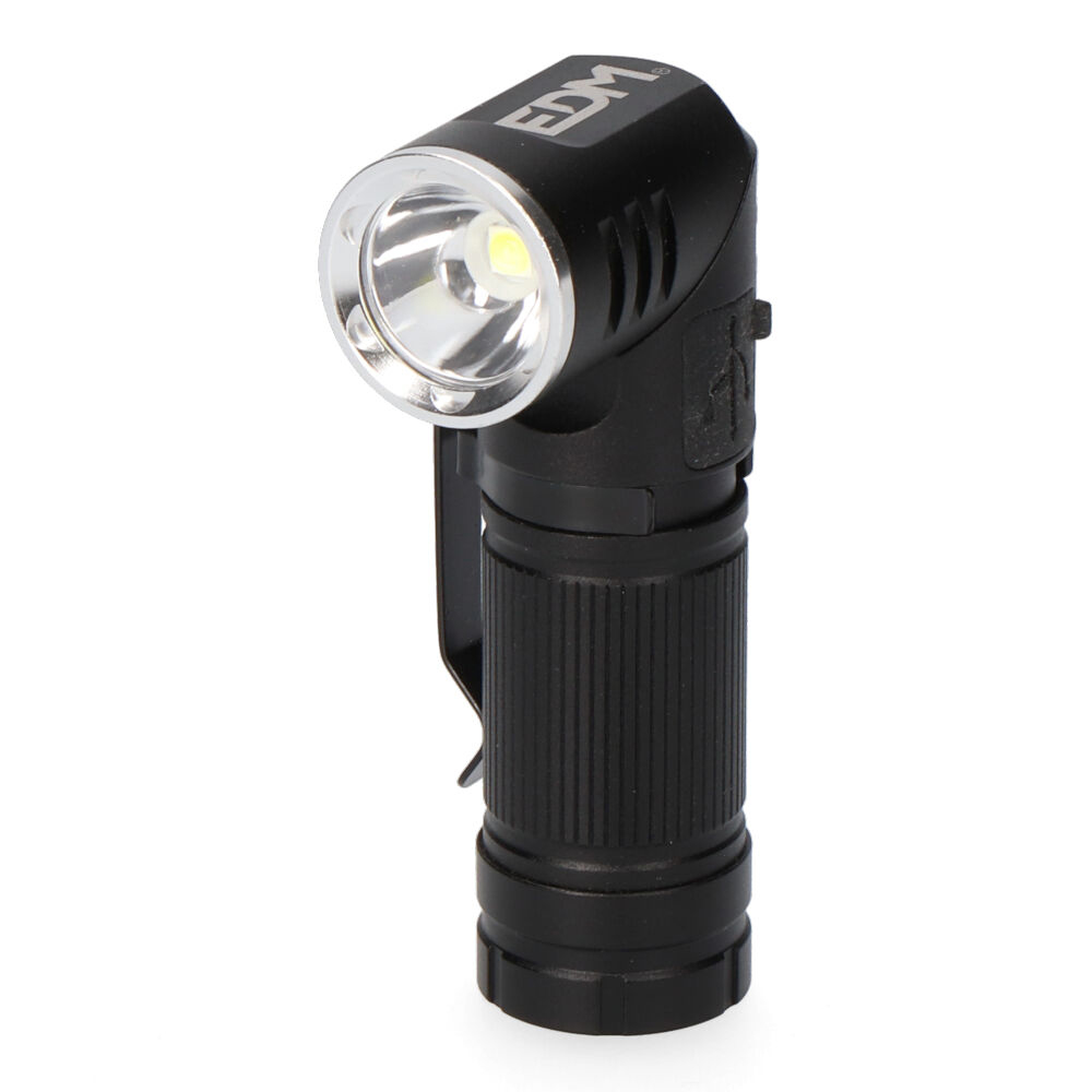 LANTERNA MINI LED 8W 450lm CORPO EM ALUMÍNIO, CABEÇA ENDEREÇÁVEL. RECARREGÁVEL