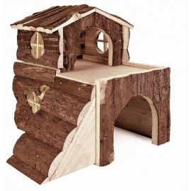 CASA BJORK EM MADEIRA NATURAL COM RAMPA PARA HAMSTERS