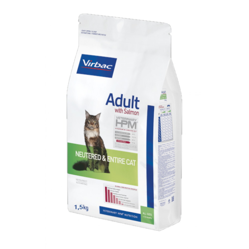 VIRBAC HPM GATO ADULTO NEUTERED & ENTIRE SALMÃO - 1,5KG