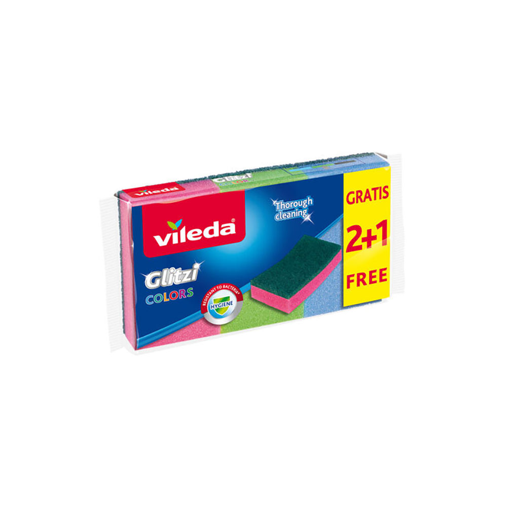 VILEDA ESFREGÃO ESPONJA GLITZI COLORS - 2+1 GRATIS