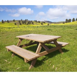 MESA DE PICNIC DE MADEIRA 180X160X70CM