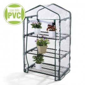 MINI ESTUFA COM 3 PRATELEIRAS E RODAS – 70x50x130cm
