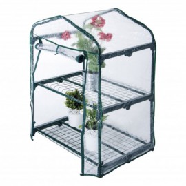MINI ESTUFA COM 2 PRATELEIRAS E RODAS – 70x50x100cm