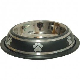 COMEDOURO L AÇO INOXIDAVEL PRETO/ OSSOS 1800ML
