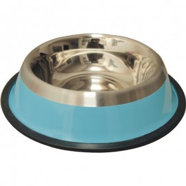 COMEDOURO M AÇO INOXIDAVEL PRATEADO/AZUL 900ML