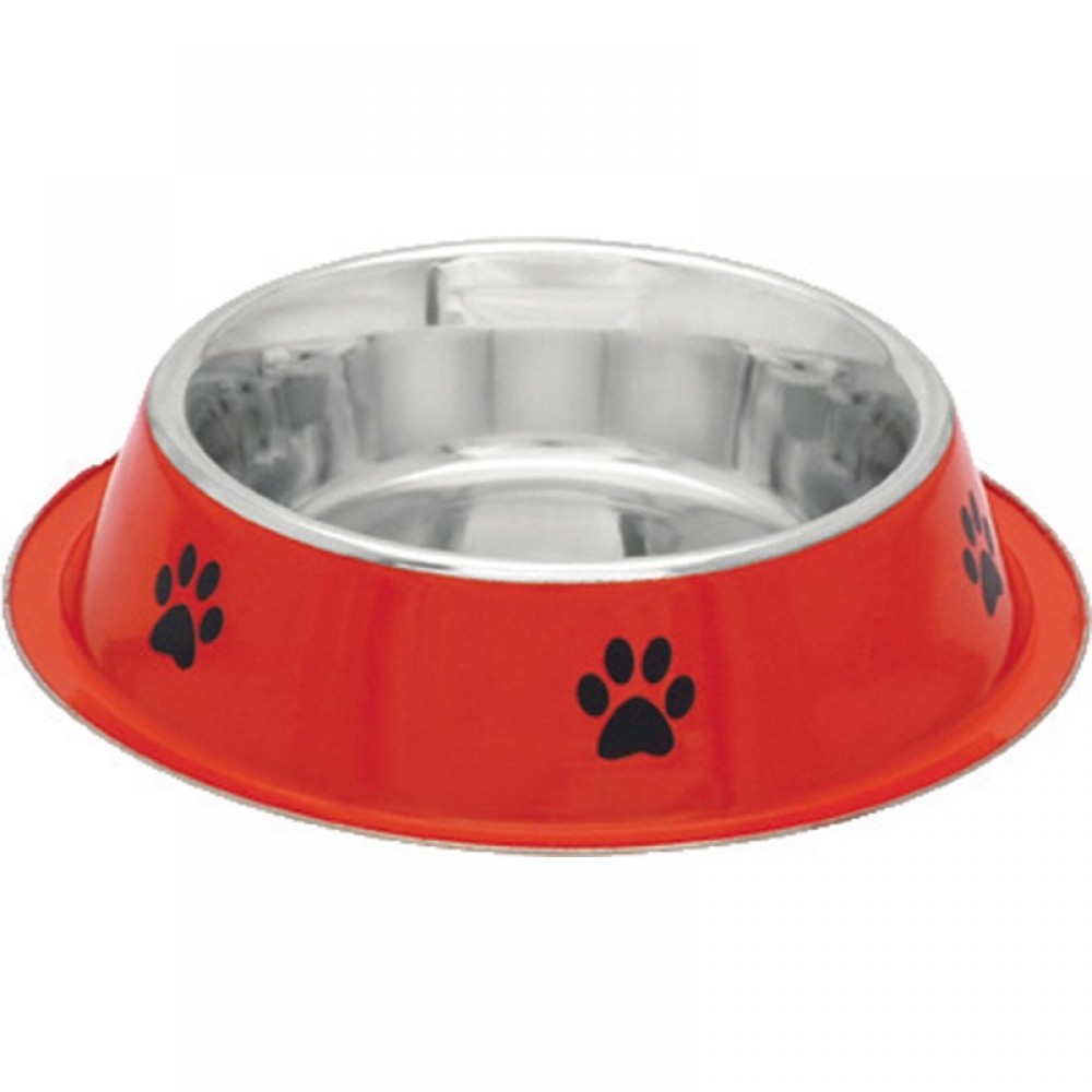 COMEDOURO M AÇO INOXIDAVEL VERMELHO / PATAS 900ML