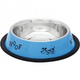 COMEDOURO M AÇO INOXIDAVEL AZUL / IMAGEM 900ML