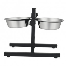 COMEDOURO DUPLO COM SUPORTE REGULÁVEL - S