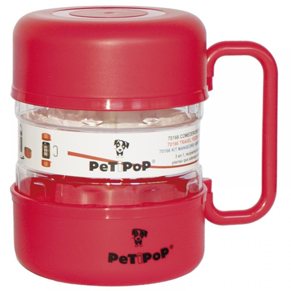 COMEDOURO DE VIAGEM PINTADO VERMELHO 1500ML