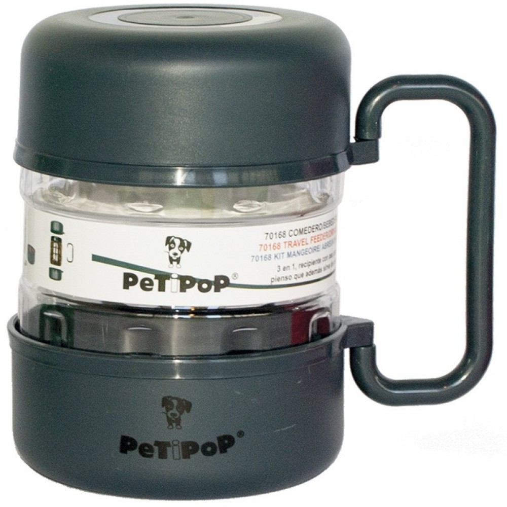COMEDOURO DE VIAGEM PINTADO PRETO 1500ML